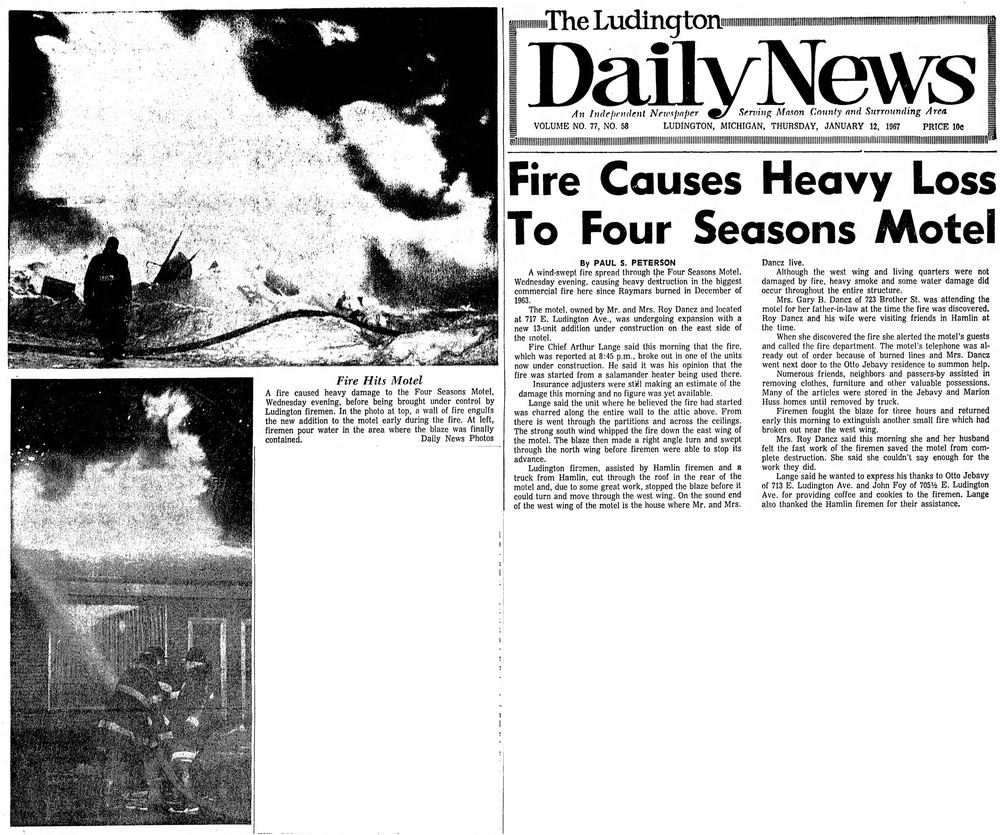 Summers Inn (Four Seasons Motel) - January 12 1967 Article On Blaze (newer photo)